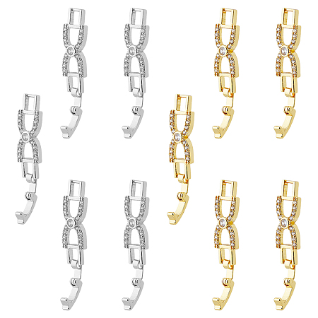 DICOSMETIC 10Pcs 2 Colors Bowknot Rhinestone Foldover Extension Clasp Platinum Gold CZ Fold Over Clasp Watch Band Clasps Cubic Zirconia Watch Band Clasps Bracelets Clasp for Jewelry Making