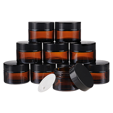 Portable Glass Cosmetics Cream Jar, Empty Refillable Bottle, Column, Coconut Brown, 3.9x5.2cm; Capacity: 30g, 10pcs