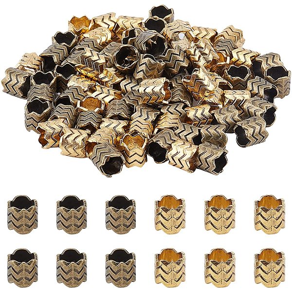 CHGCRAFT 100Pcs Tibetan Alloy Column Tube Beads Large Hole Spacers ...