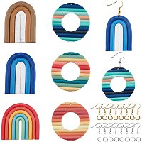 SUPERFINDINGS 6 Pairs 6 Colors 3 Sizes Polymer Clay Dangle Earring Kits Donut Circular Arch Drop Earring Set Include Pendants, 40pcs Brass Earring Hook and 60pcs Jump Rings Jewelry Accessories