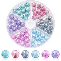 PandaHall Elite 10mm Faceted Round Glass Beads, 6 Color 60pcs Baking Painted Handcrafted Spacer Loose Beads for Beading Supplies Necklace, Bracelet, Earring Making, Hole: 1.2mm