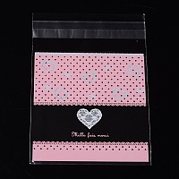Honeyhandy Rectangle OPP Cellophane Bags, Pearl Pink, 14x9.9cm, Unilateral Thickness: 0.035mm, Inner Measure: 11x9.9cm, about 95~100pcs/bag