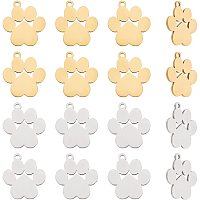 Arricraft 16 Pcs Puppy Paw Print Pendant, Stainless Steel Dog Paw Pendants, Dainty Paw Print Pendant Charms for Craft DIY Necklace Bracelet Earrings Making