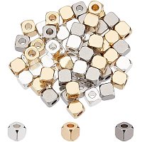 UNICRAFTALE About 60pcs 3 Colors Cube Beads Stainless Steel Square Beads Large Hole Beads for Jewelry Making 2mm Hole