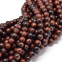 ARRICRAFT Natural Mahogany Obsidian Round Bead Strands, 6mm, Hole: 1mm, about 62pcs/strand, 15.5 inches