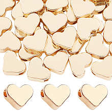 Brass Beads, Long-Lasting Plated, Heart, Real 14K Gold Plated, 6x7x3mm, Hole: 1.8mm, 60pcs/box