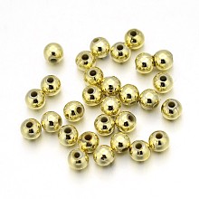 Honeyhandy Plating Acrylic Beads, Round, Golden, about 4mm in diameter, hole: 1mm, about 14000pcs/500g