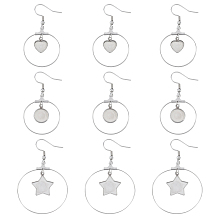 Unicraftale Stainless Steel Dangle Earrings, Star, Stainless Steel Color, 24pcs/box