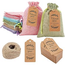 NBEADS 20 Pcs Burlap Storage Bags with Drawstring, 5 Colors Burlap Packing Pouches with Extra Storage Tags for Wrapping Storages, Wedding Party Favors, Household Use