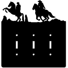 CREATCABIN Cowboys Wall Plate 3 Gang Toggle Light Switch Plate with Screws Unbreakable Wall Plate Faceplate Outlet Cover Replacement Receptacle Decorative Wall Art Signs Black 7.9 x 8.2inch