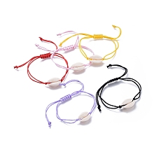 Honeyhandy Adjustable Nylon Thread Braided Bead Bracelets, with Natural Cowrie Shell Beads, Mixed Color, 32.1cm