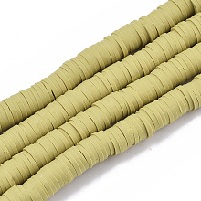 Honeyhandy Handmade Polymer Clay Beads Strands, for DIY Jewelry Crafts Supplies, Heishi Beads, Disc/Flat Round, Light Khaki, 6x0.5~1mm, Hole: 1.8mm, about 290~320pcs/strand, 15.75 inch~16.14 inch(40~41cm)