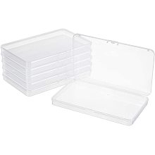 BENECREAT 6 Packs 7.5x4.5x0.6 Inch Large Clear Plastic Box Organizer Rectangle Storage Box for Extra Face Masks, Photos, Cards