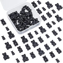 SUNNYCLUE 1 Box 60Pcs 3 Styles Bear Cabochon Gummy Candy Sweet Bears Flatbacks Resin Kawaii Animal Beads Cartoon Slime Charms for Jewelry Making Nails Art Scrapbooking Supplies, Black