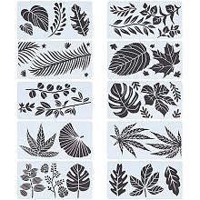 GORGECRAFT 10Pcs 10 Styles Leaf Stencils Reusable Plant Stencil Plastic Drawing Templates Palm Fern Turtle Tropical Leaves Pattern Crafts for Painting on Walls Wood Furniture Canvas Home DIY Decor