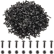 PandaHall Elite 1000pcs Mini Brads Fasteners Black Metal Paper Fasteners Iron Scrapbooking Brads Pastel Brads for Paper Crafts School Project Decorative Scrapbooking DIY Supplies 4.5x8mm