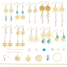 SUNNYCLUE DIY Dangle Earring Kits, Including Alloy Pendants, Glass Beads, Acrylic Beads, 304 Stainless Steel Pendants, Brass Cable Chains & Linking Rings & Jump Rings & Pins & Earring Hooks, Golden, 23x17.5mm, Hole: 1.5mm