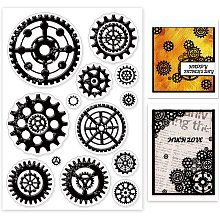 GLOBLELAND Mechanical Gears Clear Stamp Steampunk Silicone Clear Stamp Vintage Rubber Stamp for Scrapbook Journal Card Making 4.3 x 6.3 Inch