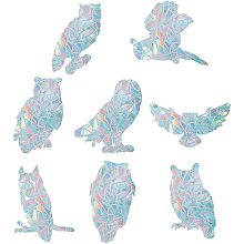 GORGECRAFT 16PCS Owl Window Clings Anti Collision Rainbow Window Glass Stickers for Birds Strike Animal Decals Non Adhesive Prismatic Vinyl Film for Sliding Doors Windows Glass