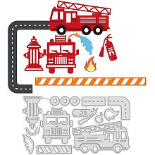 GLOBLELAND Fire Truck Metal Cutting Dies Die Cuts for DIY Scrapbooking Festival Birthday Wedding Cards Making Album Envelope Decoration,Matte Platinum