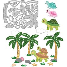 GLOBLELAND 1Sheet Metal Coconut Tree Cut Dies Turtle Shell Embossing Template Mould Summer Beach Die Cuts for Card Scrapbooking and Die Sets for Card DIY Craft