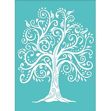 OLYCRAFT 2pcs Self-Adhesive Silk Screen Printing Stencils Fancy Tree Pattern Mesh Transfers Stencil Reusable Silkscreen Stencil for Printing on Wood T-Shirts Canvas Fabric - 19.5cmx14/7.7x5.5inch