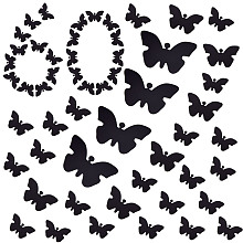 GORGECRAFT 60PCS 3D Butterfly Wall Decor 3 Different Sizes Black Polished Butterflies Wall Stickers Decals Acrylic Mirror Sticker DIY Butterfly Decorations Wall Art for Home Classroom Bedroom