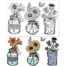 GLOBLELAND Canned Thistle Background Clear Stamps Canned Thistle Decorative Clear Stamps Silicone Clear Stamps for Card Making Decoration and DIY Scrapbooking Photo Album Decorations