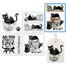 GLOBLELAND 4Pcs Mini Cat and Book Clear Stamps for DIY Scrapbooking Mini Fish Tank Silicone Clear Stamp Seals Transparent Stamps for Cards Making Photo Album Journal Home Decoration