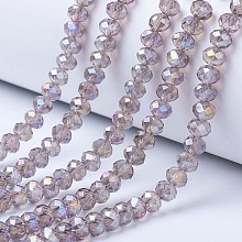 Honeyhandy Electroplate Glass Beads Strands, AB Color Plated, Faceted, Rondelle, Thistle, 3x2mm, Hole: 0.8mm, about 165~169pcs/strand, 15~16 inch(38~40cm)