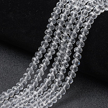 Arricraft Glass Beads Strands, Faceted, Rondelle, Clear, 6x5mm, Hole: 1mm, about 92~94pcs/strand, 17~17.5 inches(42.5~43.75cm)