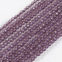 Honeyhandy Glass Beads Strands, Faceted, Round, Old Rose, 2x2mm, Hole: 0.4mm, about 193~197pcs/strand, 14.17 inch~15.51 inch(36~39.4cm)