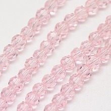 Honeyhandy Glass Beads Strands, Faceted(32 Facets), Round, Misty Rose, 6mm, Hole: 1.2mm, about 88~91pcs/strand, 19.49 inch~20.08 inch(49.5~51cm)