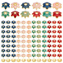 PandaHall Elite 96pcs 12 Styles Flower Bead Caps, 9mm Alloy Enamel Bead Caps Bead End Spacers Vintage Filigree Bead Stopper for DIY Earring Bracelet Hair Pin Bag Pendant Keychain Jewelry Making