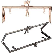 WADORN 2 Colors Metal Purse Frame Kiss Lock Clasp, 7.8 Inch Rectangle Coin Bag Rhinestone Kiss Clasp Retro Clutch Evening Bag Handle Decorative Frame Clip with Charm DIY Pouch Sewing Craft Hardware