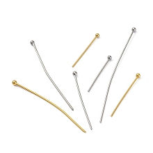 Honeyhandy Stainless Steel & Brass Eye Pins, Platinum & Golden, 20.5~52x0.7mm, about 437pcs/50g