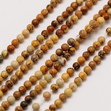 Honeyhandy Natural Picture Jasper Round Bead Strands, 2mm, Hole: 0.8mm, about 184pcs/strand, 16 inch