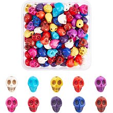 Arricraft 120 Pcs 10 Colors Skull Head Beads, Synthesis Turquoise Beads Spacer, Stone Loose Beads for Bracelet Necklace Jewelry DIY Craft Making