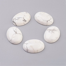 Honeyhandy Natural Howlite Flat Back Cabochons, Oval, 40x30x8.5mm