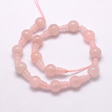 Honeyhandy Natural Rose Quartz 3-Hole Guru Bead Strands, for Buddhist Jewelry Making, T-Drilled Beads, 16.5~18mm, Hole: 2~3mm, 2pcs/set, 10sets/strand, 6.5 inch