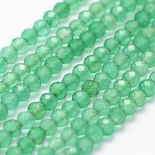 Honeyhandy Natural Green Agate Beads Strands, Faceted, Dyed, Round, 2mm, Hole: 0.5mm, about 175pcs/strand, 14.9 inch(38cm)