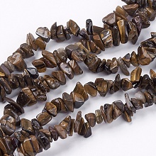 Honeyhandy Natural Tiger Eye Stone Bead Strands, Chip, 4~10x4~6x2~4mm, Hole: 1mm, about 210pcs/strand, 35.4 inch