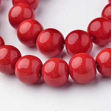 Arricraft Opaque Solid Color Glass Beads Strands, Round, FireBrick, 8mm, Hole: 1mm, about 36pcs/strand, 10.4 inches