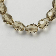 Honeyhandy Glass Beads Strands, Faceted, teardrop, Gray, 6x4mm, Hole: 1mm, about 72pcs/strand, 15 inch