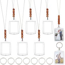 CHGCRAFT 8Pcs Plastic Rearview Mirror Car Picture Frame Car Rear View Mirror Hanging Accessories Small Photo Frame Pendant with Cotton Cords Wood Beads for Car Ornament Keychain Pet Collar