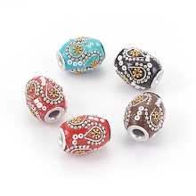 Honeyhandy Handmade Indonesia Beads, with Metal Findings, Seed Beads, Oval, Mixed Color, 15~16.5x19.5~20mm, Hole: 4mm