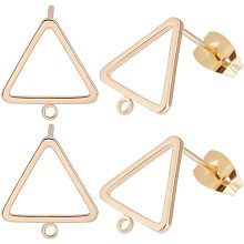 Beebeecraft 1 Box 20Pcs Triangle Stud Earring Findings 18K Gold Plated Triangle Earring Post with Loop and 20Pcs Butterfly Earring Backs for DIY Jewelry Making