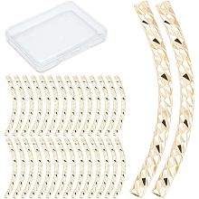 CREATCABIN 1 Box 40 Pcs 18K Gold Plated Curved Tube Bead Fish Scale Noodle Tube Bead Long Curved Brass Tube Spacer Connector Bulk for Jewelry Making Charms Bracelets Necklaces Accessories 20mm