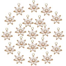 NBEADS 20 Pcs Flower Cubic Zirconia Pendant Charms, Light Gold Daisy Charms Micro Pave Clear CZ Brass Pendant for Jewelry Making