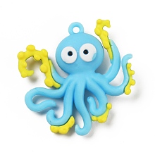 Honeyhandy PVC Plastic Pendants, Octopus, Light Sky Blue, 48x49x13mm, Hole: 3mm